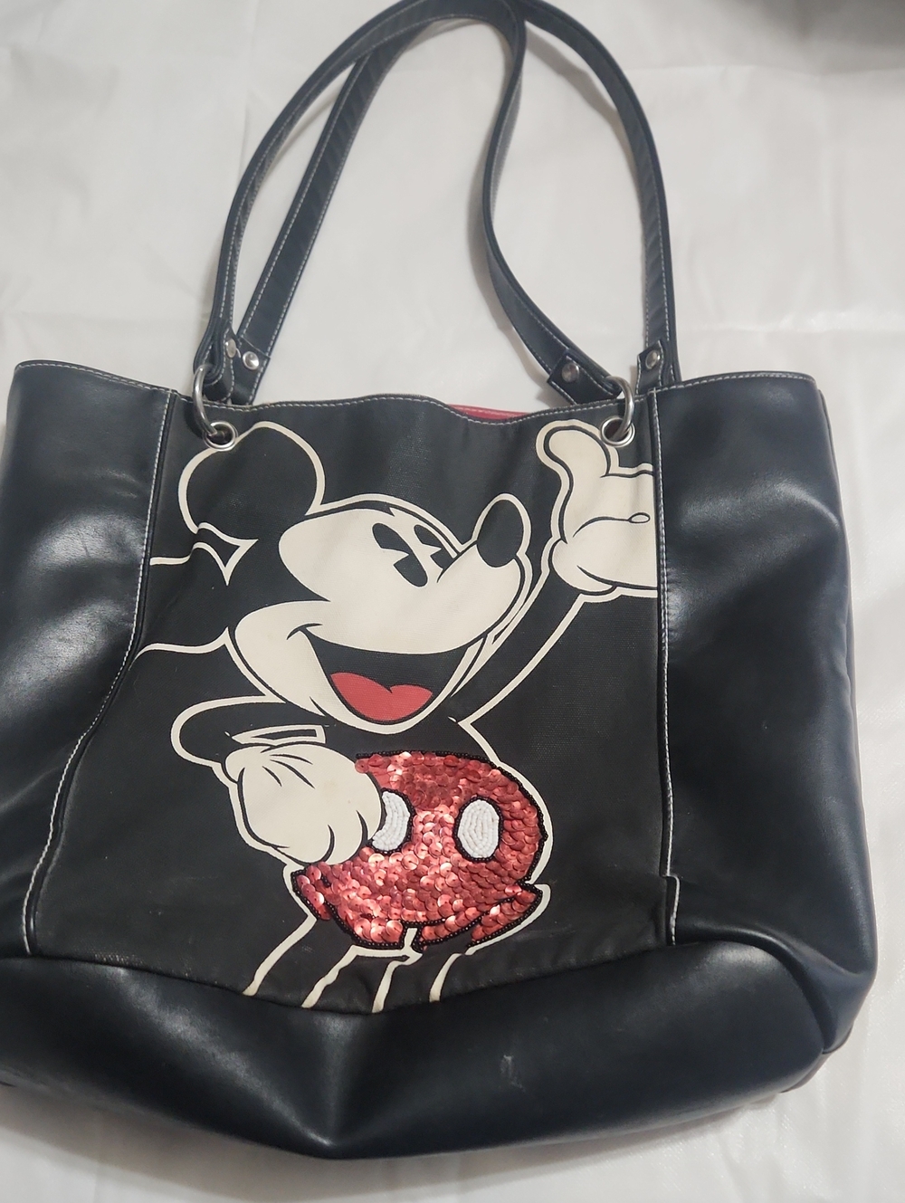 Disney Black Tote Bag with Red Sequin Accent